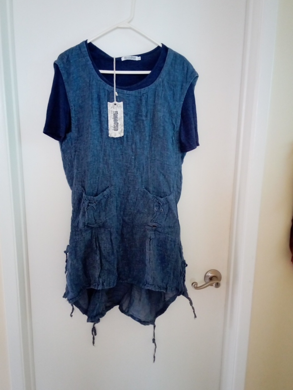 Monoreno Blue AND Grey Layered Denim-Look Tunic Top X2